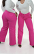 CALÇA JEANS FEMININA - WIDE LEG ROSA PINK na internet