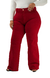 CALÇA JEANS PLUS SIZE - WIDE LEG VERMELHO INTENSO - loja online