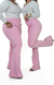 CALÇA JEANS FEMININA - FLARE ROSA BEBÊ COM BOTÕES FORRADOS - comprar online
