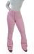 CALÇA JEANS FEMININA - FLARE ROSA BEBÊ COM BOTÕES FORRADOS - loja online