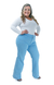 CALÇA JEANS PLUS SIZE - WIDE LEG AZUL BEBÊ - loja online
