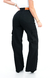 CALÇA JEANS FEMININA - WIDE LEG CARGO PRETA - comprar online