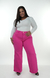 CALÇA JEANS FEMININA - WIDE LEG ROSA PINK na internet