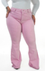 Imagem do CALÇA JEANS PLUS SIZE - FLARE ROSA BEBÊ COM BOTÕES FORRADOS