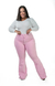 CALÇA JEANS PLUS SIZE - FLARE ROSA BEBÊ COM BOTÕES FORRADOS