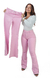 CALÇA JEANS FEMININA - FLARE ROSA BEBÊ COM BOTÕES FORRADOS - comprar online