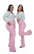 CALÇA JEANS FEMININA - FLARE ROSA BEBÊ COM BOTÕES FORRADOS - BEIDÊ