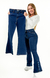 CALÇA JEANS FEMININA - FLARE PARA BAIXINHAS BOTÕES FORRADOS