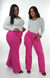 CALÇA JEANS FEMININA - WIDE LEG ROSA PINK