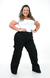 CALÇA JEANS FEMININA - WIDE LEG CARGO PRETA - BEIDÊ