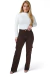 CALÇA JEANS FEMININA - WIDE LEG CARGO COFFEE na internet