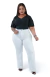 CALÇA JEANS PLUS SIZE - WIDE LEG BRANCA SUPER WHITE - BEIDÊ