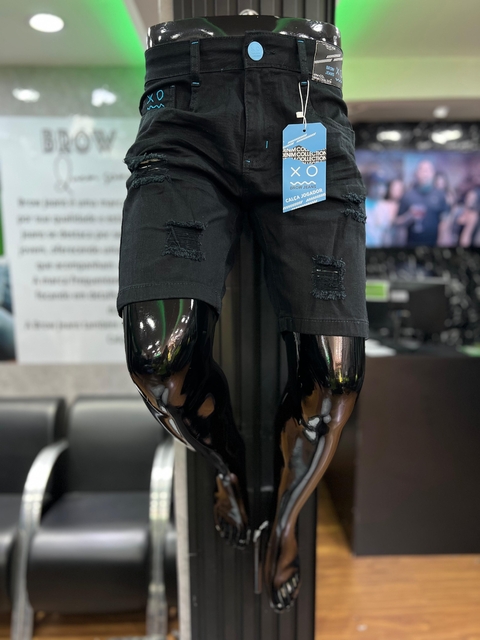Bermuda Jeans Jogador Preta - comprar online