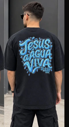 Camiseta Cristã Over Preta Água Viva - comprar online