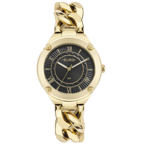 Relógio Euro Trançado Dourado