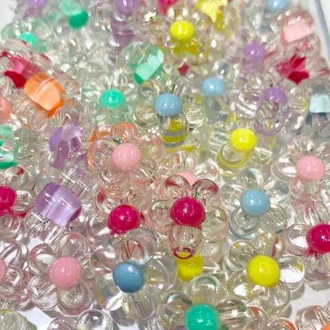 Cuentas Plásticas - Flores Multicolor y Traslúcido 12mm - comprar online