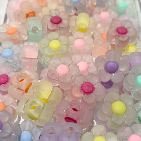 Cuentas Plásticas - Flores Multicolor y Traslúcido 12mm - comprar online