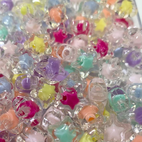 Cuentas Plásticas - Estrellas Multicolor y Traslúcido 10mm - comprar online