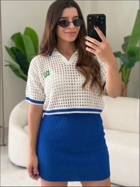 Cropped Brasil Tricot Branco - comprar online