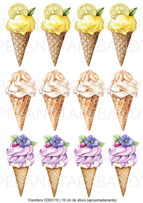 DECALQUE HIDRO TRANSFER - SORVETES - COD3110