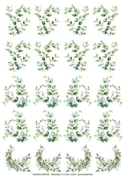 DECALQUE HIDRO TRANSFER - FOLHAS - COD1232 - comprar online
