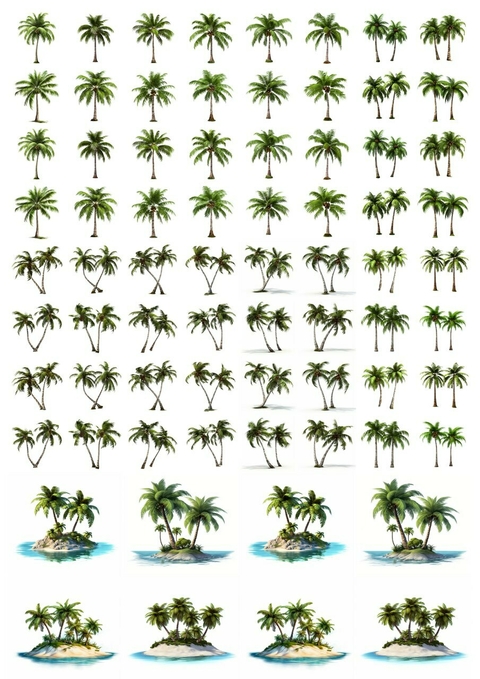 DECALQUE HIDRO TRANSFER - ÁRVORES COQUEIROS - COD1080