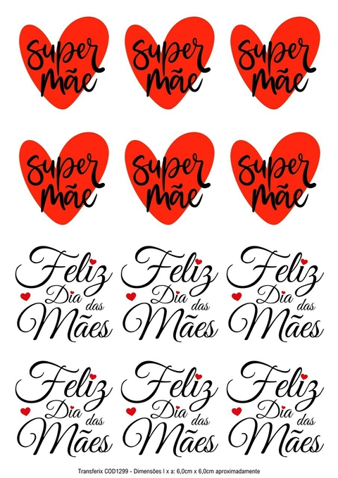 DECALQUE HIDRO TRANSFER - DIA DAS MÃES - COD1299