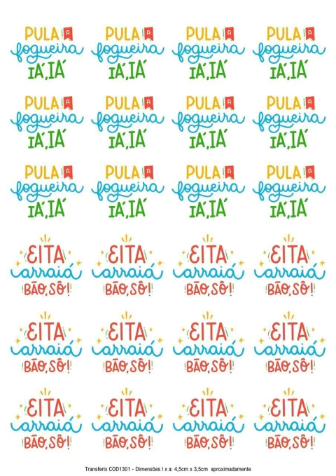 DECALQUE HIDRO TRANSFER - FESTA JUNINA - COD1301