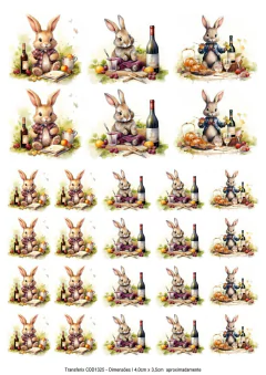 DECALQUE HIDRO TRANSFER - COELHOS - COD1325 - comprar online