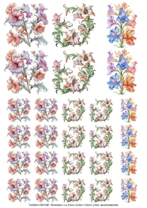 DECALQUE HIDRO TRANSFER - FLORES - COD1348 - comprar online