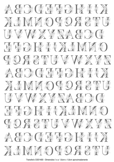 DECALQUE HIDRO TRANSFER - LETRAS CINZA - COD1400