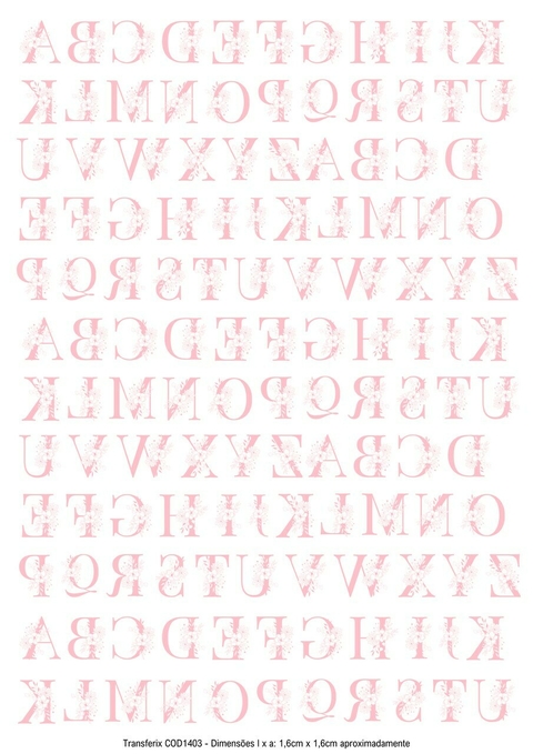 DECALQUE HIDRO TRANSFER - LETRAS ROSA BEBE - COD1403
