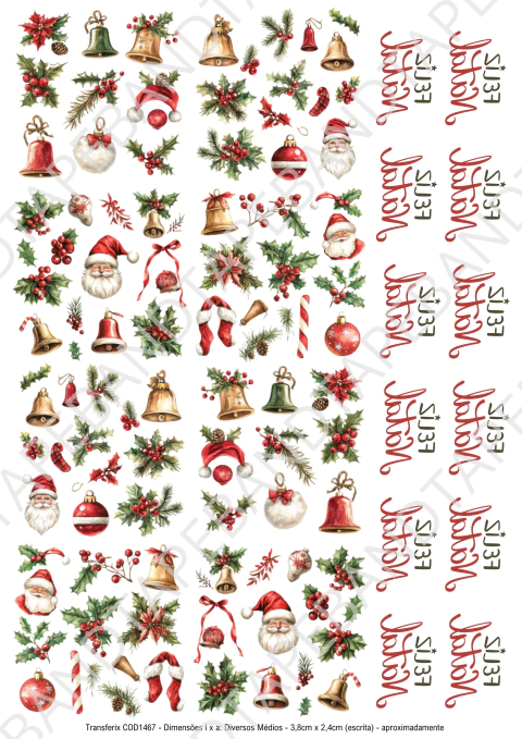 DECALQUE HIDRO TRANSFER - NATAL- COD1467