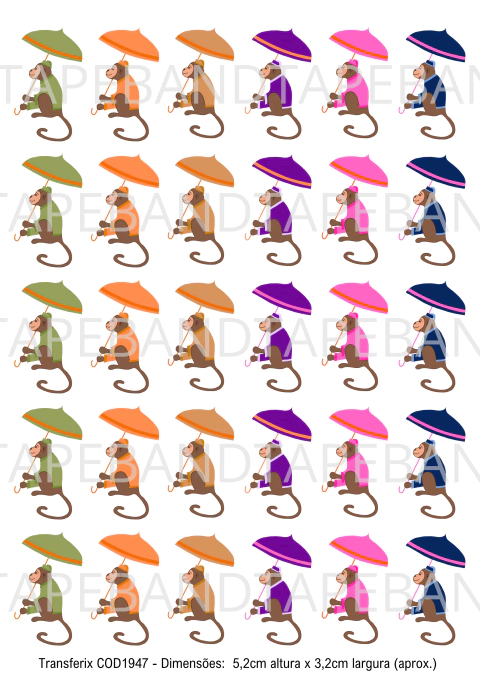 DECALQUE HIDRO TRANSFER - MACACOS - COD1947 - comprar online