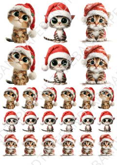 DECALQUE HIDRO TRANSFER - GATOS DE NATAL - COD1949 - comprar online