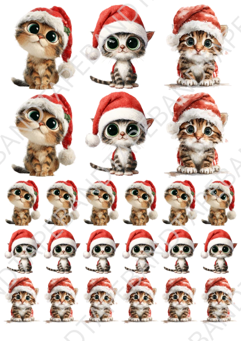 DECALQUE HIDRO TRANSFER - GATOS DE NATAL - COD1949 - comprar online