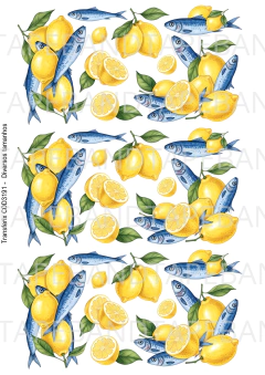DECALQUE HIDRO TRANSFER - SARDINES&LIMÃO - COD3191