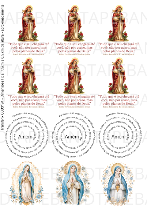 DECALQUE HIDRO TRANSFER - RELIGIOSOS - COD3194