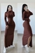 Vestido Agatha Fenda Marrom - comprar online