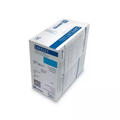 Cateter IV 22G C/50 - Nipro Safelet Azul