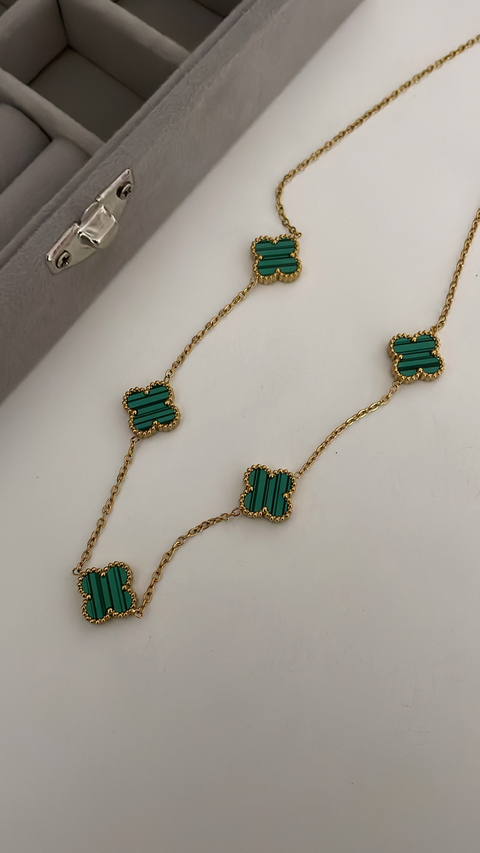 Colar trevo verde inoxidável