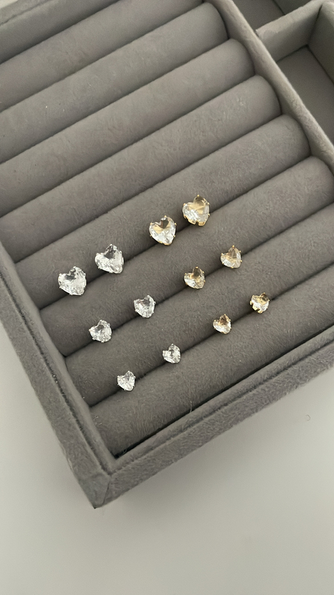 Trio brincos ponto de luz coração