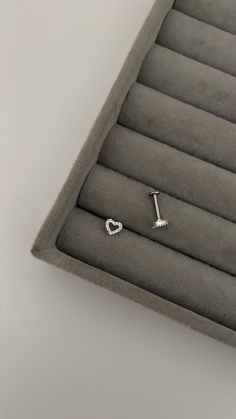 Piercing em prata coração