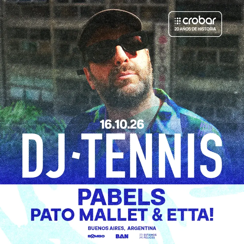 Flyer de DJ Tennis por los 20 años de Crobar, 16 de octubre de 2026