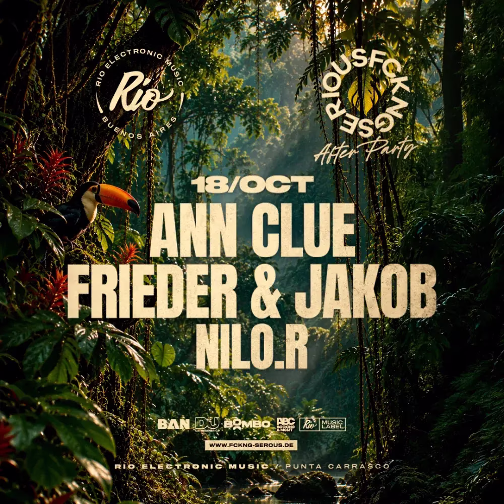 Flyer de Ann Clue + Frieder & Jakob · Río en Punta Carrasco, 2026-10-18