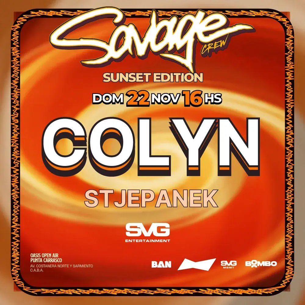 Flyer de Colyn Sunset Edition de Crew Savage, 22 de noviembre de 2026