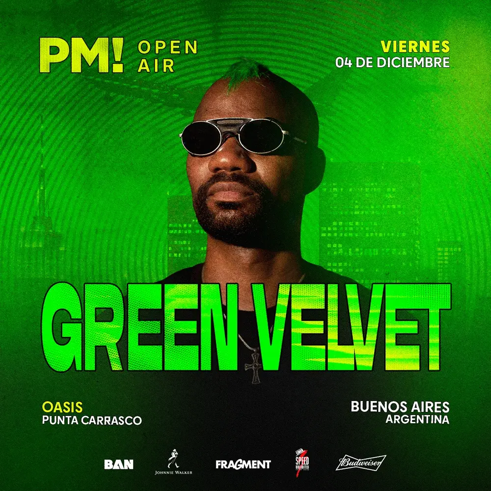 Flyer de Green Velvet · PM Open Air en Oasis · Punta Carrasco, 2026-12-04