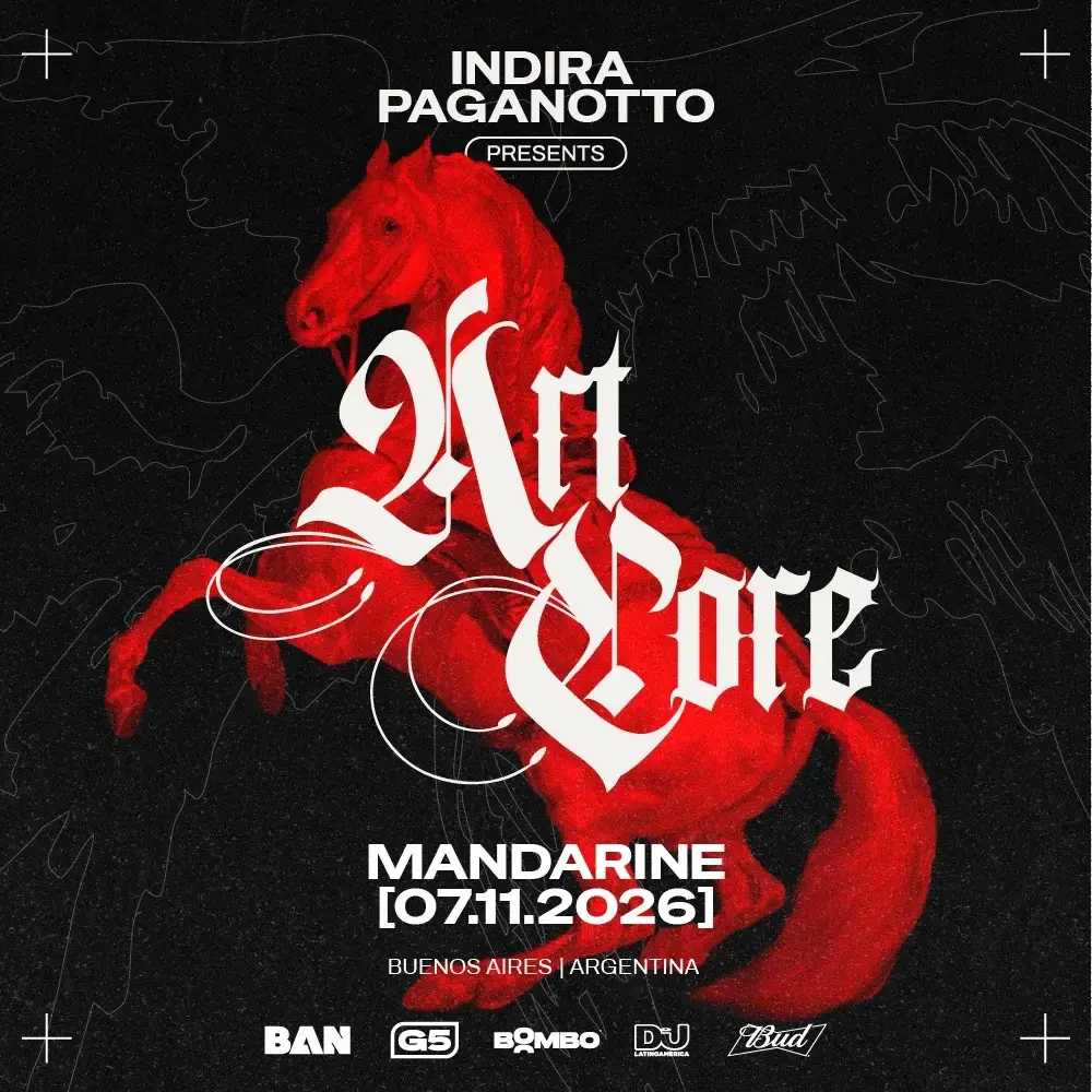 Flyer de Indira Paganotto · Artcore en Mandarine · Punta Carrasco, 2026-11-07