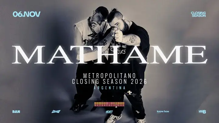 Flyer de Mathame en el cierre de temporada de Metropolitano Rosario, 6 de noviembre de 2026