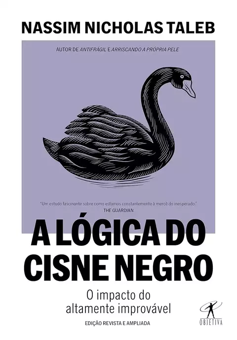 Capa do livro A Lógica do Cisne Negro de Nassim Nicholas Taleb com ilustração de um cisne negro
